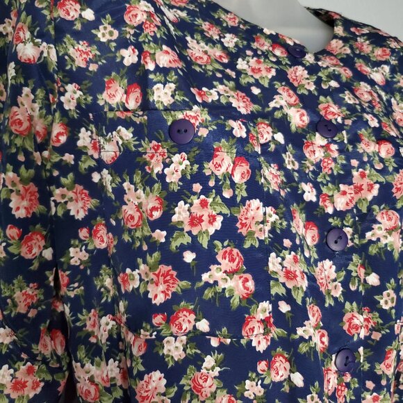 Vintage 80s Floral Power Mom Dress, ITEMS Made in USA, 12 - Picture 5 of 8